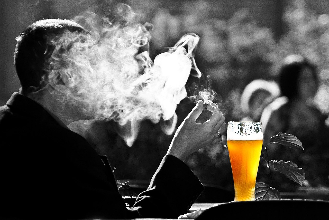 man, smoke, beer-2181478.jpg